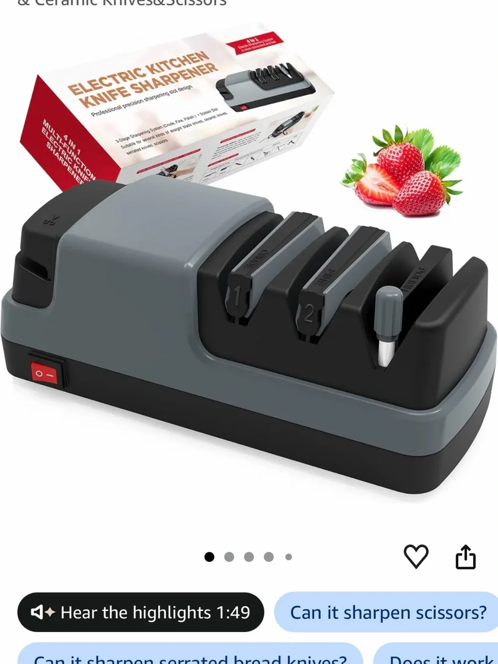 Electric Kitchen Knife Sharpener - Gray